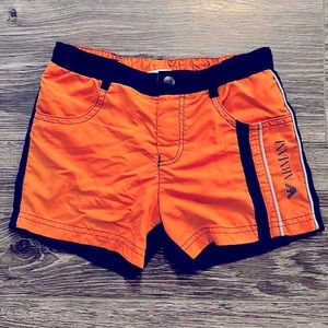 🧡 Armani Junior Swim Trunks, Boys 5-6, Orange & Navy